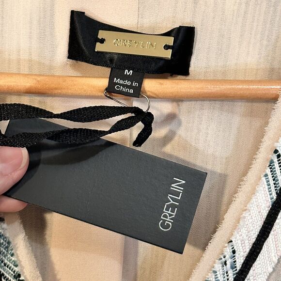 NWT Greylin Anthro Textured Blazer Jacket Blue Pink Flaw Lightweight Summer - Picture 8 of 9